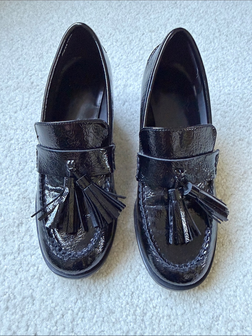 Zara black heeled tassel loafers- 38